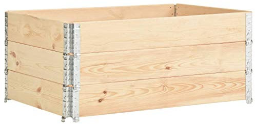 3er-Set Hochbeet aus Holz rechteckig Palettenrahmen Kräuterbeet Pflanzenbeet stapelbar, modulares Paletten Hochbeet für Garten und Terrasse, 100x150 cm Kiefer Massivholz