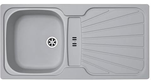 Liquida CMP5LG 1.0 Bowl Reversible Light Grey Kitchen Sink with Waste Kit