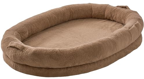 VEVOR Cuccia per Cani Animali Domestici, 1825x1220x254 mm, Cuccia Grande per Cani di Taglia Grande, Rivestimento in Pelliccia Sintetica Lavabile, Schiuma a Nido d'Ape, Lettini Cane Domestico Marrone