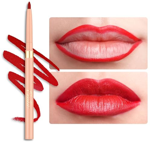 OULAC Matita Labbra Rosso Opaco, Lipliner Impermeabile Dura 12 Ore +, No-Transfer, Altamente Pigmentate, Liscio, per Contornare le Labbra, Vegan (L08) Ruby
