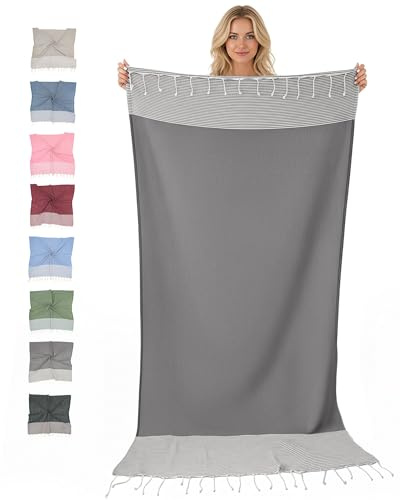 furora HOLIDAY Hamamtuch groß 100x200, Baumwolle - Saunatuch Damen Herren Saunahandtuch: dünn, kompakt, lang - Hammam Tuch XXL, Handtuch: Strandtuch, Hamam Sauna, Strandhandtuch