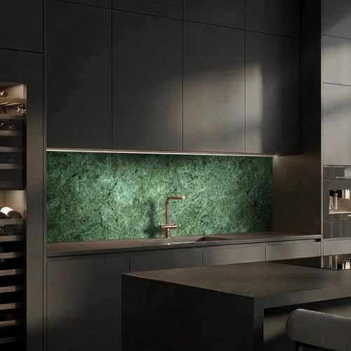 Dedeco Küchenrückwand Motiv: Marmor V14, 3mm Aluminium Alu-Platten als Spritzschutz Fliesenspiegel zum Aufkleben Wandschutz wasserfest, UV-Lack matt, alle Untergründe, 220 x 60 cm