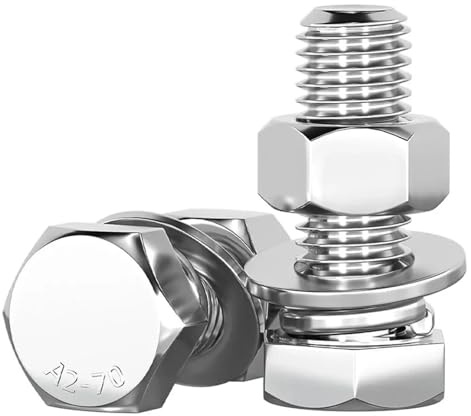 ZZY0303 5 Sätze M18 * 30-200 mm Sechskantschraube 304 Edelstahlbolzen mit Schraubenmutter Federring für Maschinendrehmaschinen(M18x60)