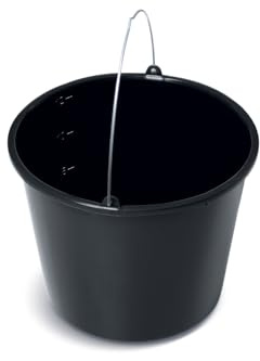 Black Plastic Bucket by Stolmet, Four Sizes (5L, 12L, 16L, 20L), Durable and Versatile solution for use at home, garden, construction sites, or workshops, Set of 1, 3, 5 or 10 (1, 12, Liters)