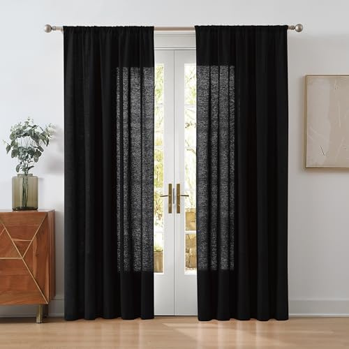 CANNON Solid Cotton Percale Black 50x84 Window Curtain Pair, Solid Color Themed, Oeko-TEX Certified Confidence