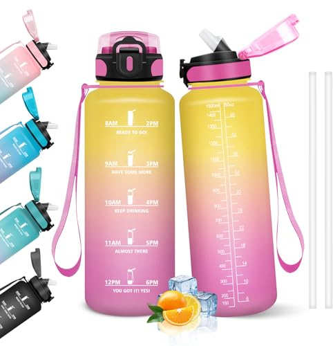 HoneyHolly Trinkflasche 500ML, Auslaufsicher, Trinkflasche Kohlensäure Geeignet, Wasserflasche BPA-Frei, Sportflasche mit Strohhalm, Water Bottle für Kinder, Schule, Büro