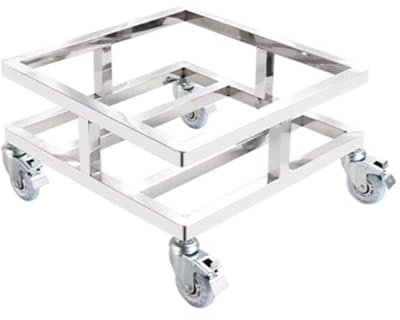 Heavy Duty Stainless Steel Rolling Soup Pot Cart Versatile Bucket Dolly for Moving Milk & Storage Barrels Commercial Kitchen Equipment (35x35x24cm)