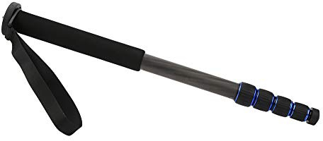 Qukaim C-333+M-1 Monopiede telescopico portatile esterno in fibra di carbonio per fotocamera DSLR, treppiede leggero canna da alpinismo, altezza massima 1,5 m, design compatto