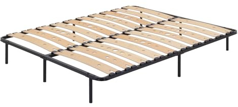 i-flair Metallbett Austen 180x200 cm – stabiles Bettgestell mit perforierten Latten aus Birkenholz für optimale Belüftung, Gästebett aus Metall mit 27 cm Stauraum, Doppelbett in schwarz