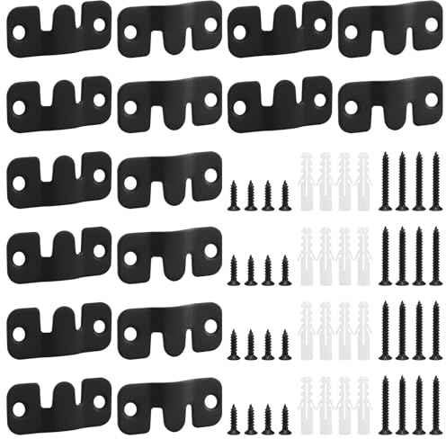16 crochets de suspension pour cadres photo robustes en acier inoxydable Avec vis,supports de montage encastrés dissimulés pour cadres de photos, miroirs, cadres et connecteurs de meubles (noir)
