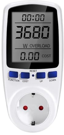XOIIIQND Digital Power Meter AC 220V LCD watt Meter Socket watt kilowatt-Hour Energy Meter Measurement Socket Power Analyzer(EU Plug)