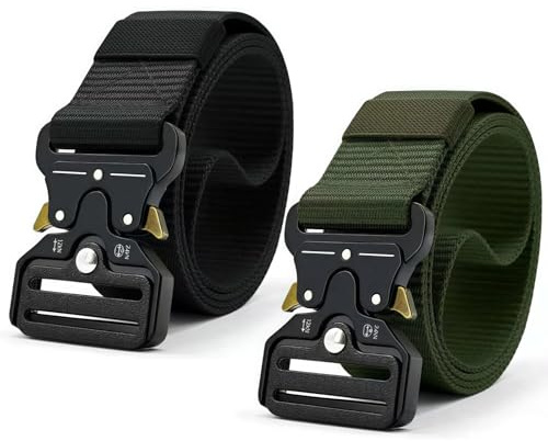 YINGSC Tactical Belt - 2Pcs Quick Release Work Belts for Men(1.5in), Adjustable Nylon Webbing Tool Belt with Metal Buckle | Fits Military/Hiking/Gift