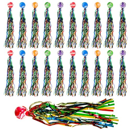 YDYSAA 20 Stück Gummi Hüpfbälle Spielzeug Springball Mit Farbige Bänder Flummis Jump Ball Für Mitgebsel Kindergeburtstag Kinder Bouncy Balls Buntes Flummi Party Beschäftigung Geburtstagstüten