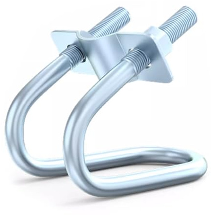 10pcs Double U-Bolt Cross Pipe Clamp, Galvanized Material for 1 x3/4 OD Pipe (25x32mm) Greenhouse Scaffolding Connector