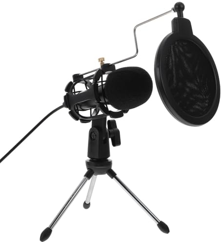 DECORNIJIA Micrófono de Condensador 3,5 Mm para Ordenador, para Podcast y Streaming, Diseño Plug and Play, Reducción de Ruido, Compatible PC y Portátil, Color Negro Compacto y Portátil