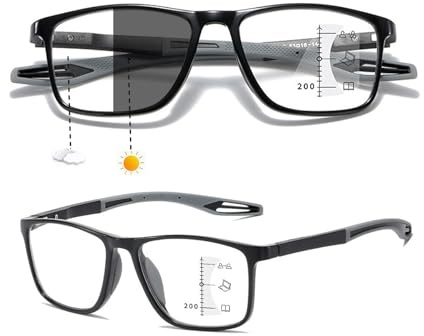 TR90 Sport Lesebrille für Damen und Herren Gute Bequeme Flexible Anti-Blaue Computerbrille Leicht Komfortabel Lesehilfe(Black/Grey,2.5 x)