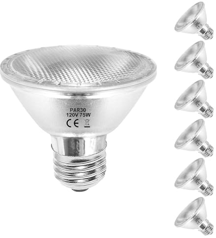 KIMLOONG PAR30 Short Neck Halogen Flood Light Bulbs, 6 Pack, 120V 75W, Dimmable PAR30 Light Bulb, E26 Base, 2700K Warm White, Long Lasting High Output for Accent Lighting, Tracking Lighting