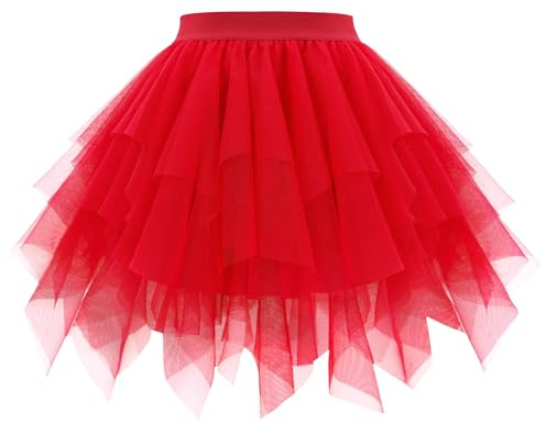 OBBUE Damen Karneval Tüll Rock 1950er Rockabilly Tütü | Petticoat Unterrock, Ballett Tütüs, Halloween Kostüm, Festivals Christmas Partei Tüllrock, Abschlussfeier, Tanzrock