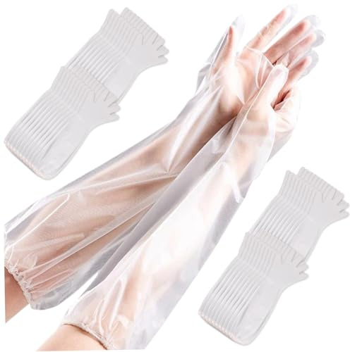 DAGLLGEW 20 paia di guanti lunghi per la pulizia, spessi 22x2 pollici, guanti monouso lunghi, impermeabili, antiscivolo, per lavare i piatti, lavori domestici, giardinaggio, monouso fino al