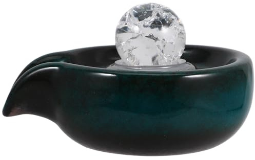 JOINPAYA Accessoire de Fontaine Cascade Céramique pour Jardin Extérieur Sortie Eau Décorative Compatible Design Facile à Nettoyer Adapté Terrasse et Cour Unique avec Boule Cristal Vert