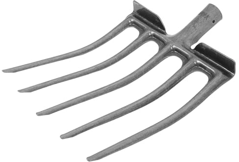 Lurrose Forca Agricola in Acciaio Resistente 5 Denti per Aratura e Aerazione Terreno, Testa Sostitutiva Rastrello da Giardino per Coltivazione e Raccolta, Utensile Manuale per Attività