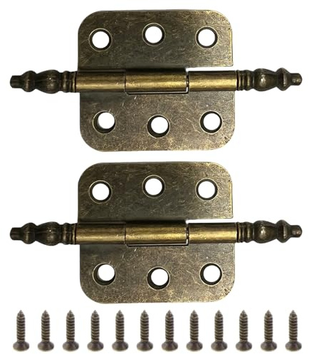 2 Pack Antique Brass Butt Hinges, 70x35mm Vintage Decorative Hardware