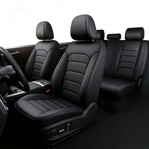 BAITUB Autositzbezüge - 5-teilig Komplettset Sitzbezüge Auto(Vorder- & Rücksitze) - Wasserabweisend & Bequem - Kompatibel Airbags Sicherheitsgurten【Für V-W Caddy,Schwarz】