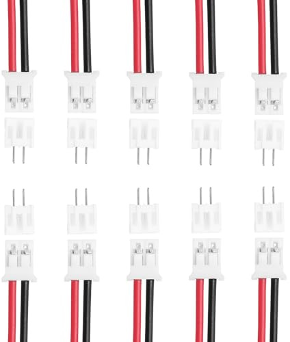 QUARKZMAN 20Pcs PH 2.0mm 2 Pin Connettore Maschio Singola Testa Con Cavo | 22 AWG 150mm, Per Altoparlanti Strisce LED, E Connettore Femmina