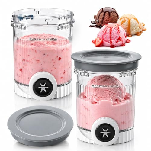 Qingning 2pcs Recipiente para Ninja Swirl Creami,480ML Recipiente de Helado | para Ninja Creami Swirl NC701 y NC700 Series, Recipientes para Helado con Tapa, Libres de BPA, Apto para Lavavajillas