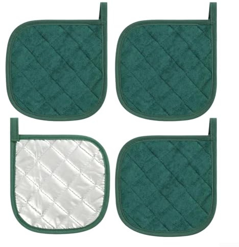Upluxmira Confezione da 4 presine resistenti al calore, per cucine domestiche fino a 400 °C, struttura antiscivolo per una gestione sicura di pentole calde e padelle (4 pezzi, verde scuro)