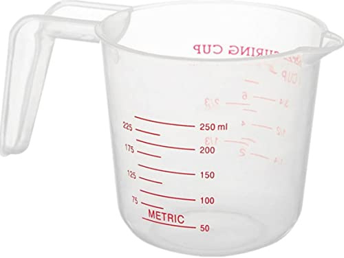 Misurino in plastica con manico graduato Misurini trasparenti da 250 ml Contenitore impilabile ad incastro per bicchieri asciutti per liquidi