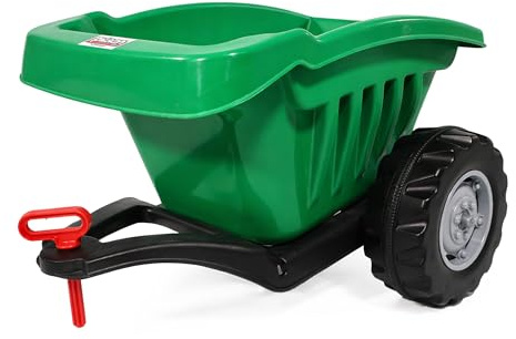 Lemodo, Wagen für Kindertraktor, 35 kg belastbar, ab 3 Jahren, Kindertraktor-Anhänger, Transportanhänger aus Kunststoff, große Räder, für Garten, Hof und draußen, Sand, Laub, Steine (Anhänger grün)