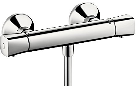 Hansgrohe Duscharmatur Ecostat, 13122000, Thermostat-Brausebatterie mit Thermostatkartusche, Temperaturbegrenzung, Rückflussverhinderer, Schalldämpfer, Chrom, 09702 4