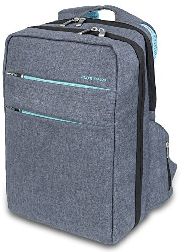 ELITE BAGS, Zaino Emergenza, City's, 40 x 28 x 14 cm, Idrorepellente, Base antiscivolo, Borsa pronto soccorso vuota, Zaino per traumi, Kit di emergenza medica, Biotono, Grigio e blu
