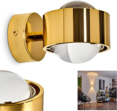 HOFSTEIN Wandleuchte Sapri, moderner Wandstrahler aus Metall/Glas in Goldfarben, moderner Wandspot mit tollem Lichteffekt, Up&Down Leuchte, G9, Küche, Schlafzimmer, Esszimmer, Wohnzimmer, Flur