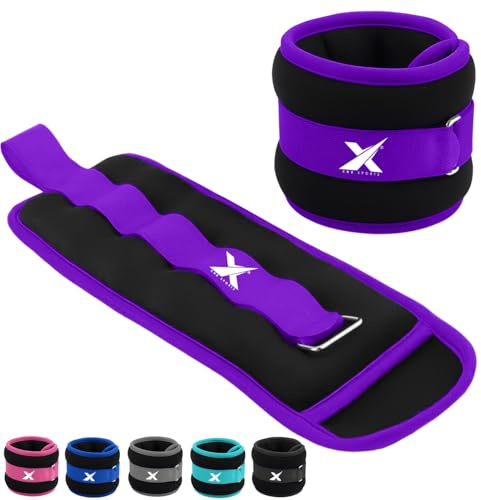 Hand-/Fußgelenkgewichte aus Neopren mit Klettverschluss, Schwarz, verstellbare Bein-/ Handschlaufe, zum Laufen Cross-Fitness Gymnastik Training Übungen, violett, 1Kg Set = (1*2 = 2Kg)