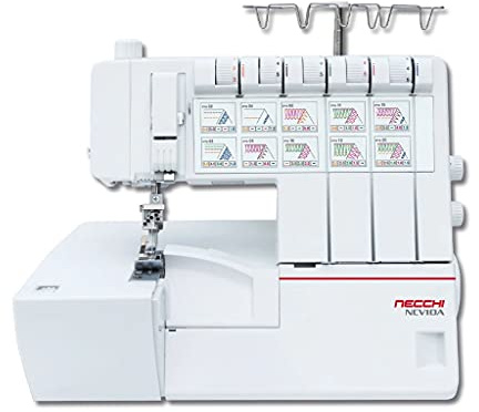 Necchi NCV10A Nähmaschine (weiß, halbautomatische Nähmaschine, Overlock, Nähen, 4 mm, drehbar, 1200 U/min)