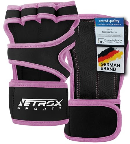 NetroxSports - Trainingshandschuhe mit Handgelenkbandage für Krafttraining Kraftsport - Fitness Handschuhe Gym mit Handgelenkschutz Herren & Damen - Sporthandschuhe Fitnesshandschuhe Sport Training