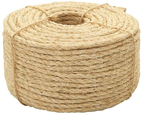 vidaXL Corde Ficelle en Sisal Ficelles de Jardinage Cordage Corde Torsadée Corde de Chanvre Idéal pour Agriculture Pêche Expédition 100% Sisal 10 mm 100 m