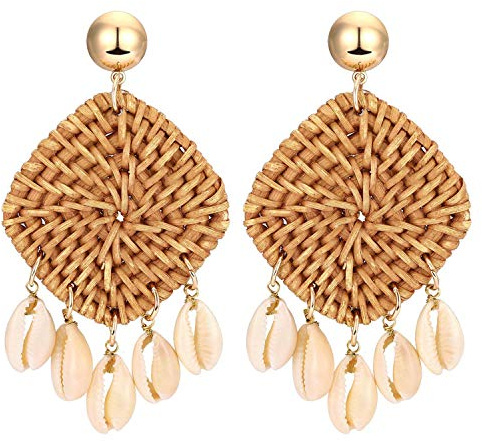 JewelryWe Schmuck Retro Ohrringe Boho-Stil handgemacht geflochten Statement Ohrringe mit Baumeln Quaste Anhänger für Frauen Dame Mädchen, verschiedene Designs