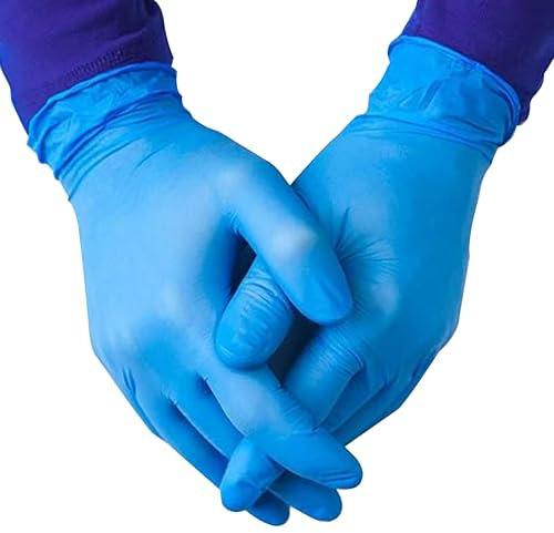 eatasty Disposable Gloves, Size S, Pack of 100, Blue Vinyl Gloves, Powder Free, Latex Free, Comfortable Fit, Suitable for Food Handling, Cleaning, Hairdressing & Multi-Purpose Use