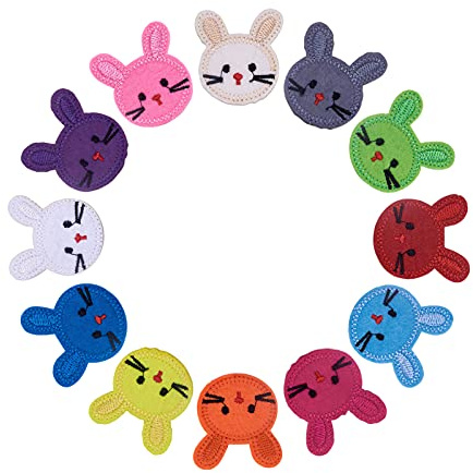 Cheriswelry 120 Stück Niedliche Kaninchen Aufnäher zum Aufnähen oder Aufbügeln, Cartoon-Tier, bestickt, Stoffapplikation für Kinder, Kleidung, Jeans, Jacken, Schuhe, Rucksäcke, T Shirt