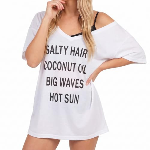 Damen Strandkleid Bikini Cover Up Sommer Strandbluse Strandhemd V-Ausschnitt Strandponcho Bademode Strand Vertuschen Shirt Weiß