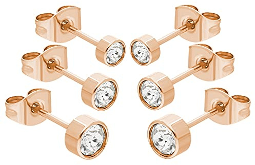Max Palmer - 3 Paar Ohrstecker Set mit Swarovski Kristall