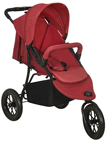 vidaXL Kinderwagen mit Verdeck Korb Einhand-Klappsystem Kinder Baby Buggy Kinderbuggy Kindersportwagen Reisebuggy Sportwagen Rot Stahl