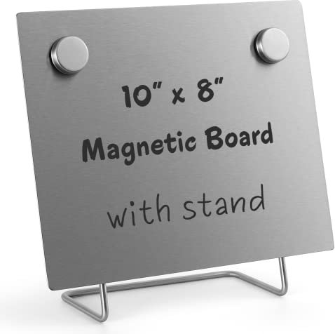 Magnetische Pinnwand mit Ständer - Kleine trocken abwischbare Memo Board - Tischplatte Metall Staffelei für Magnet Display - 10x8 Zoll + 2 Magnete