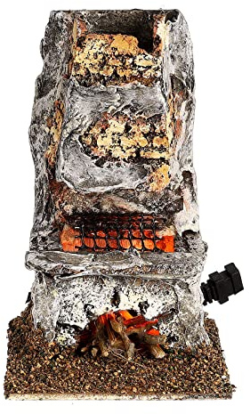 Holyart Ofen mit Feuer für Krippe, 15x9,5x7,5 cm