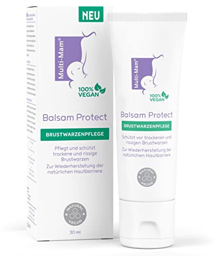 Multi-Mam Balsam Protect beruhigt und schützt trockene und rissige Brustwarzen während und vor der Stillzeit, Brustwarzencreme stillen, 30 ml Tube