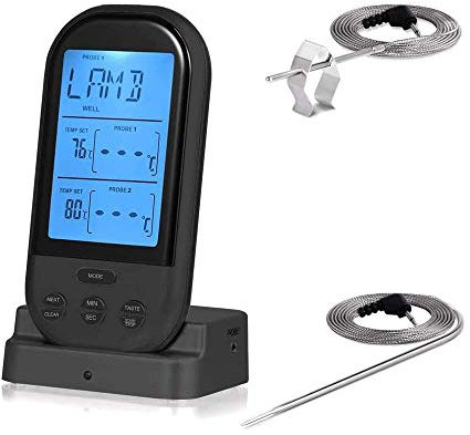 NCRD Wireless BBQ Meat Thermometer for Grilling Smoker Oven Kitchen Turkey Remote Digital Cooking Food Grill Thermometer with Probe, Smart LCD Backlit Screen