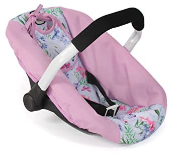 Bayer Chic 2000 - Puppen-Autositz für Baby-Puppen, Puppentrage, Puppenzubehör, Flowers, rosa, 45x31x32 cm